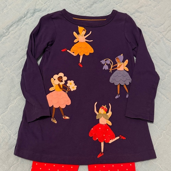 Mini Boden Navy Tunic Fsiry Top with Polka dot leggings set - Picture 2 of 11